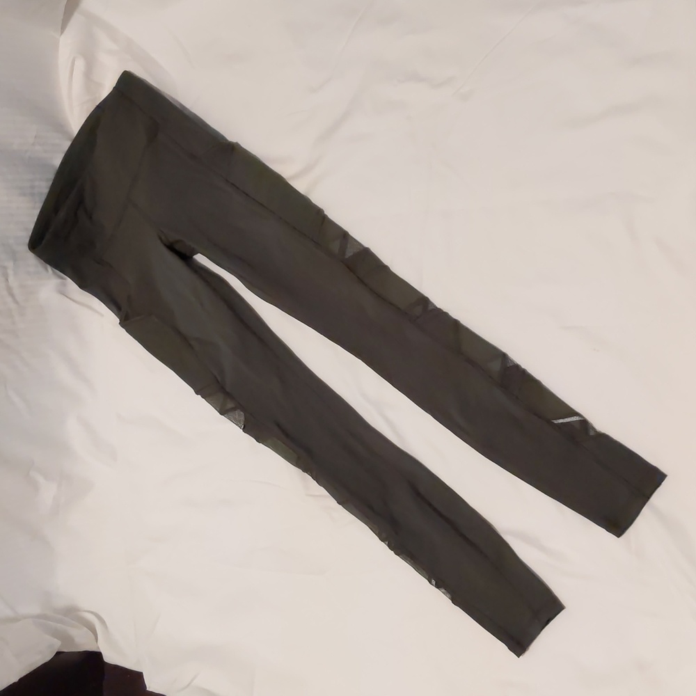 Lululemon Green Mesh Tights Leggings Spandex Pants Sz 2